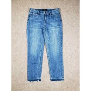 Talbots Flawless Five Pocket Slim Ankle  Women's Jeans Size 4 Raw Hem Blue